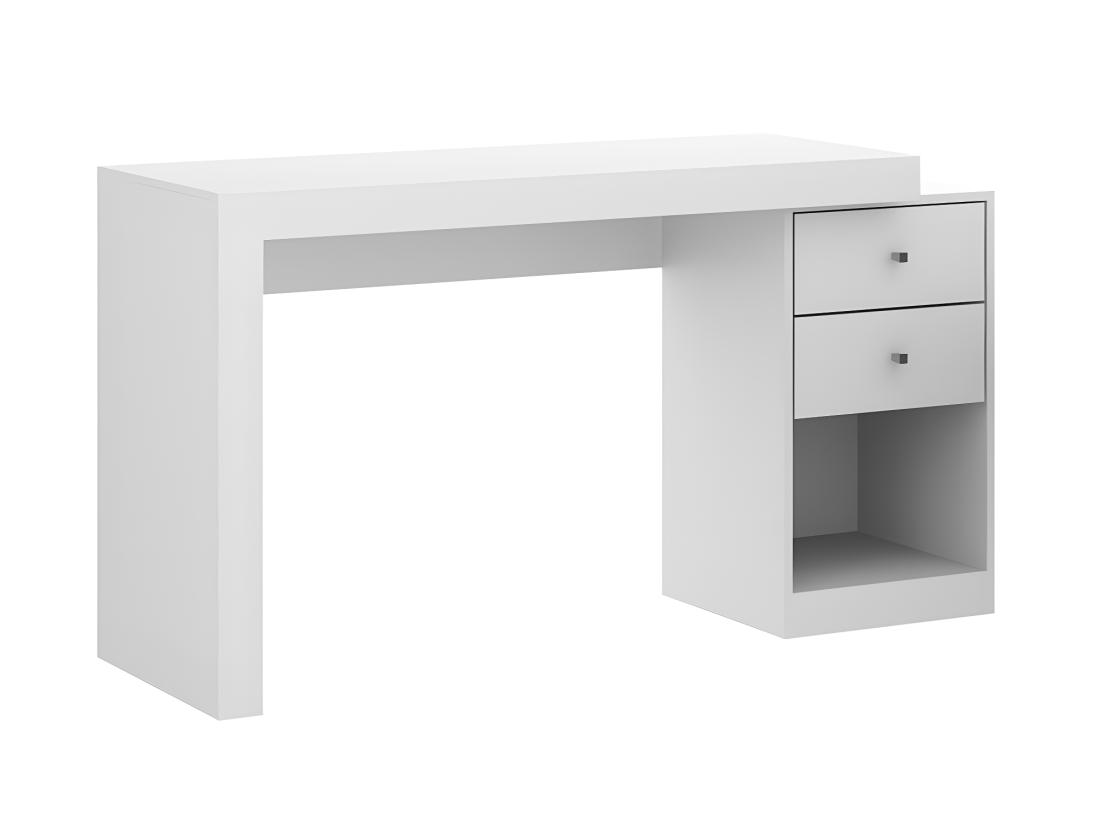 Vente Unique Bureau D'angle - 2 Tiroirs Et 2 Portes - Coloris : Blanc - EVAN