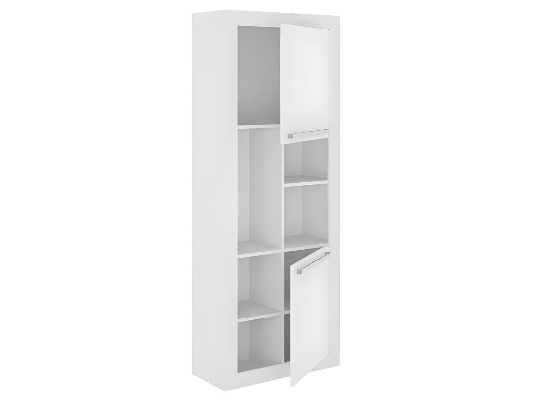 Vente Unique Bureau D'angle - 2 Tiroirs Et 2 Portes - Coloris : Blanc - EVAN
