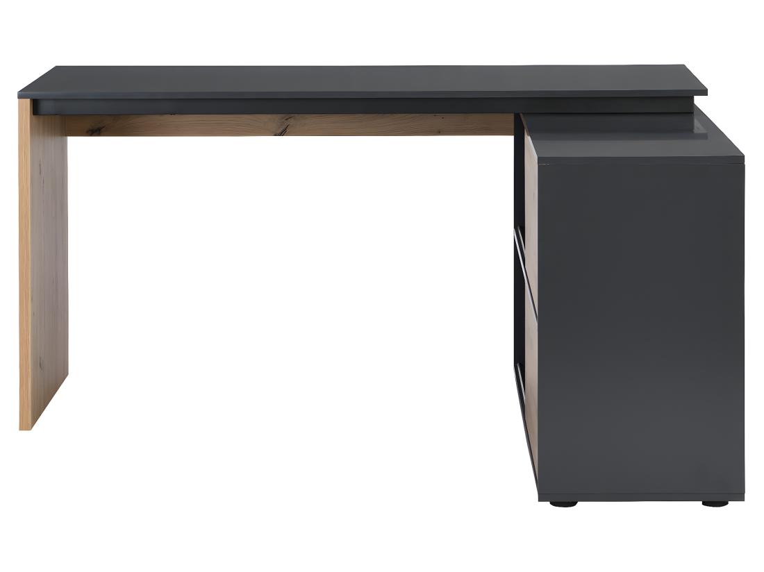 Vente Unique Bureau D'angle Avec 2 Porte Coulissantes - MDF - Coloris : Naturel Et Noir - COLIOBA
