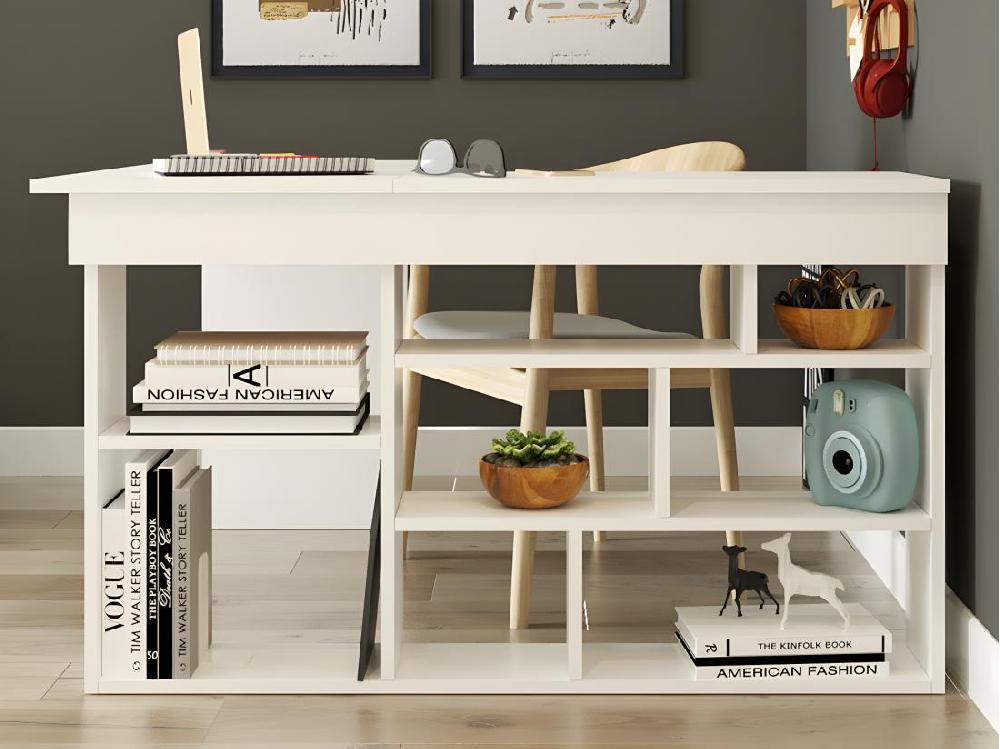 Vente Unique Bureau D'angle Avec Rangements - Coloris : Blanc - LILEUL