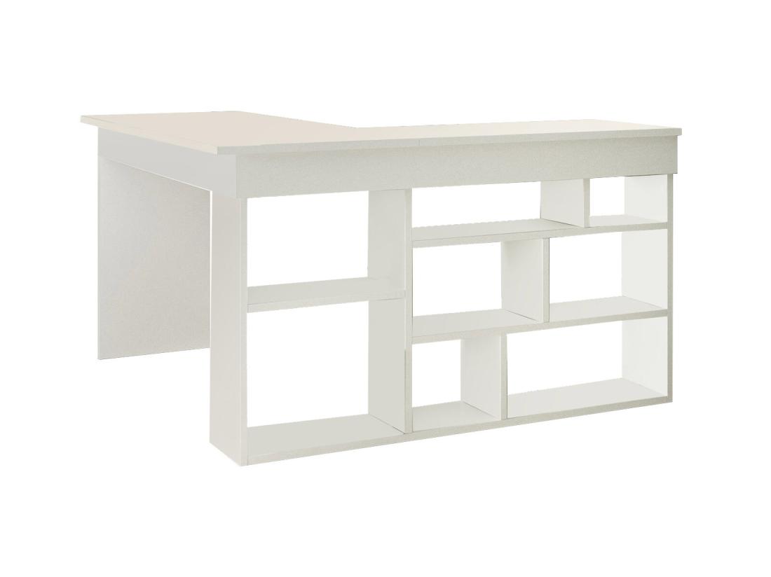 Vente Unique Bureau D'angle Avec Rangements - Coloris : Blanc - LILEUL