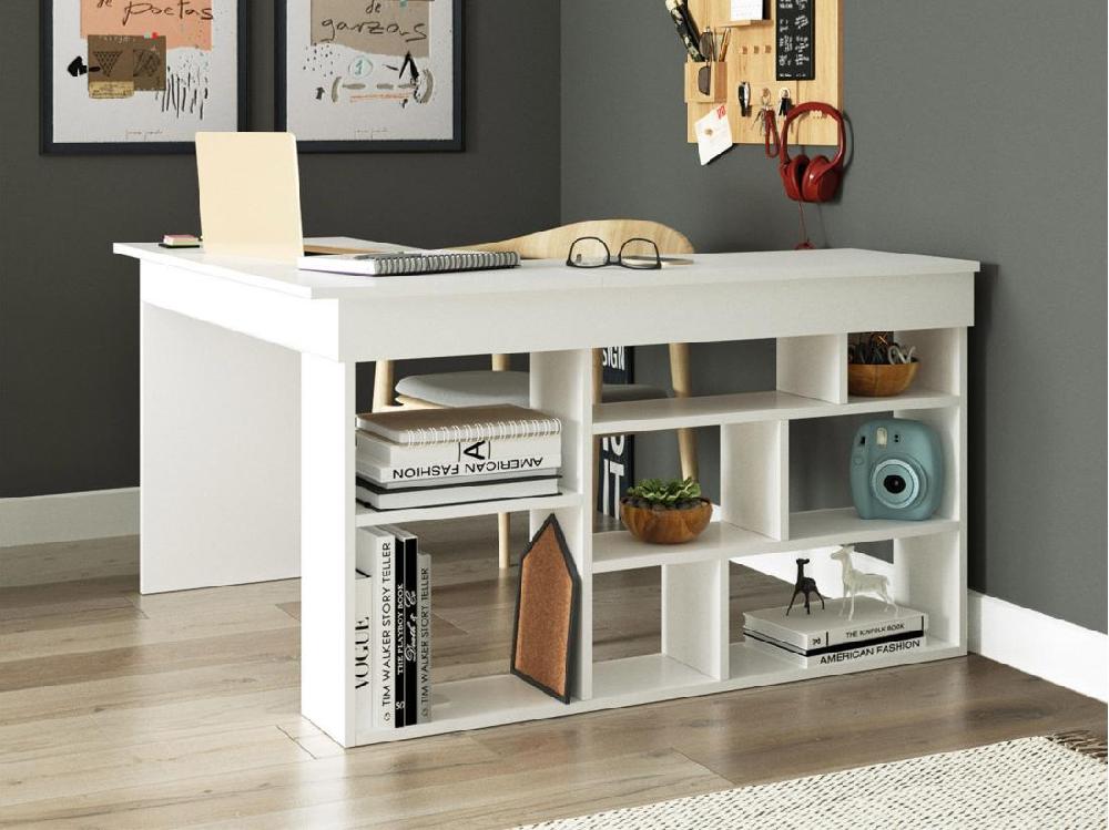 vente unique Bureau d'angle avec rangements - Coloris : Blanc - LILEUL