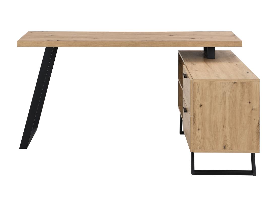 Vente Unique Bureau D'angle Avec Rangements - MDF - Coloris : Naturel Et Noir - NAYARO