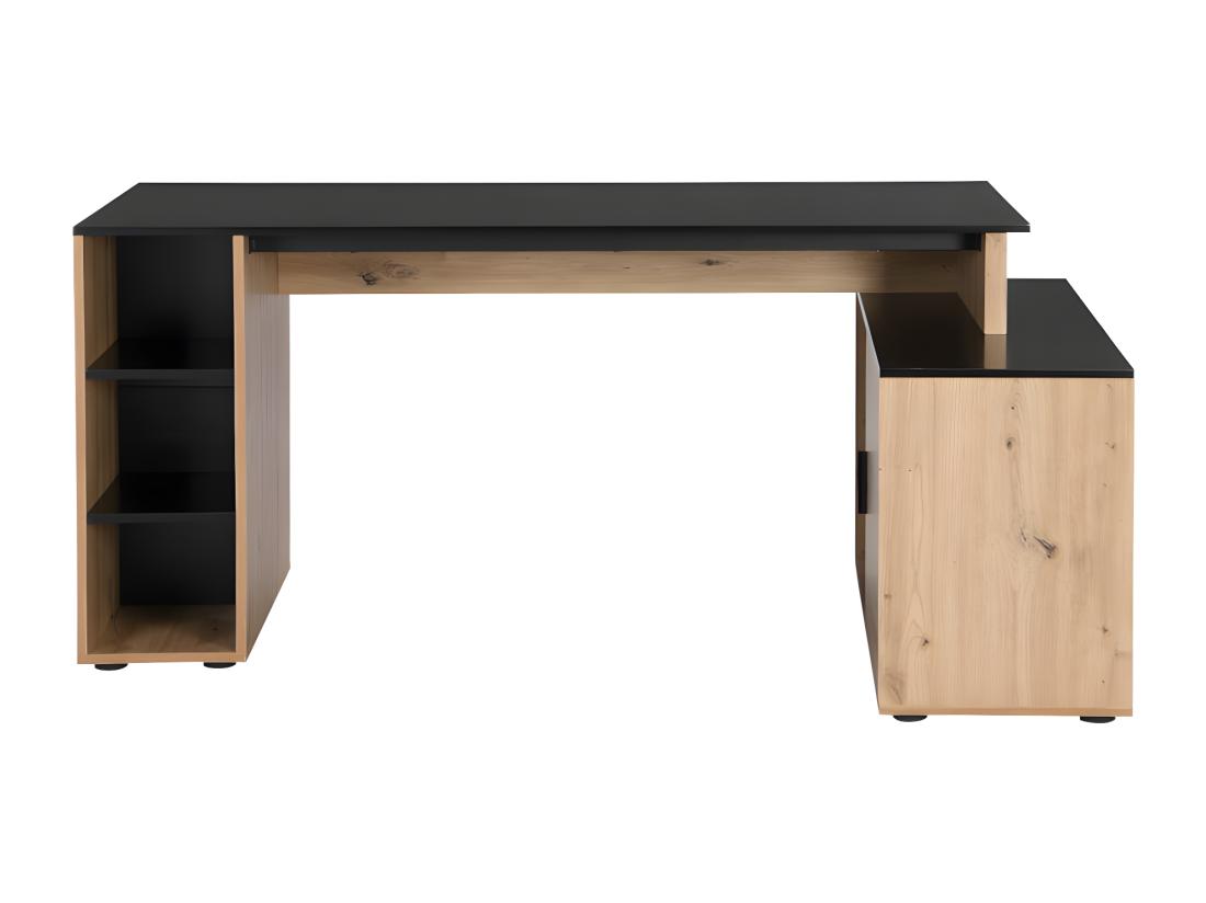 Vente Unique Bureau D'angle Avec Rangements - MDF - Naturel Et Noir - ROMIARA