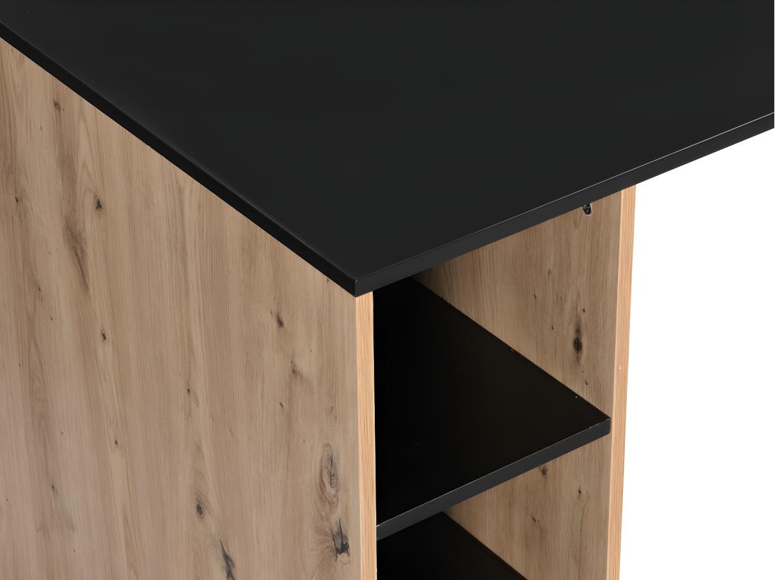 Vente Unique Bureau D'angle Avec Rangements - MDF - Naturel Et Noir - ROMIARA