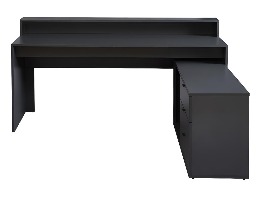 Vente Unique Bureau D'angle Gamer NEHA - Avec Rangements Et LEDs - MDF - Gris