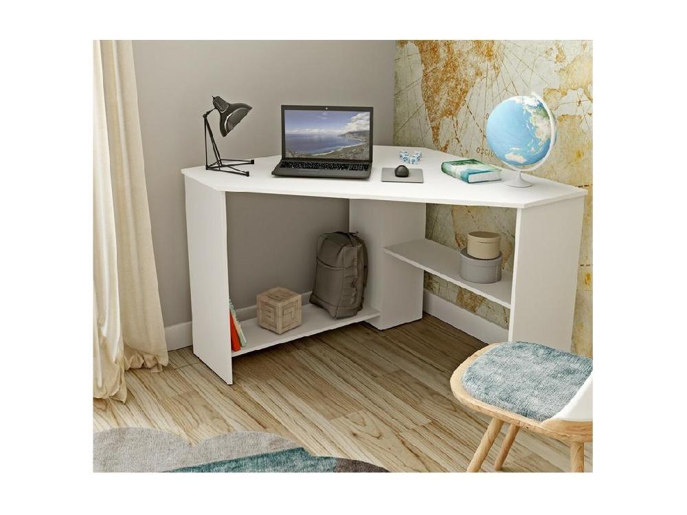Vente Unique Bureau D'angle KARO Coloris Blanc 80 X 73 X 80 Cm