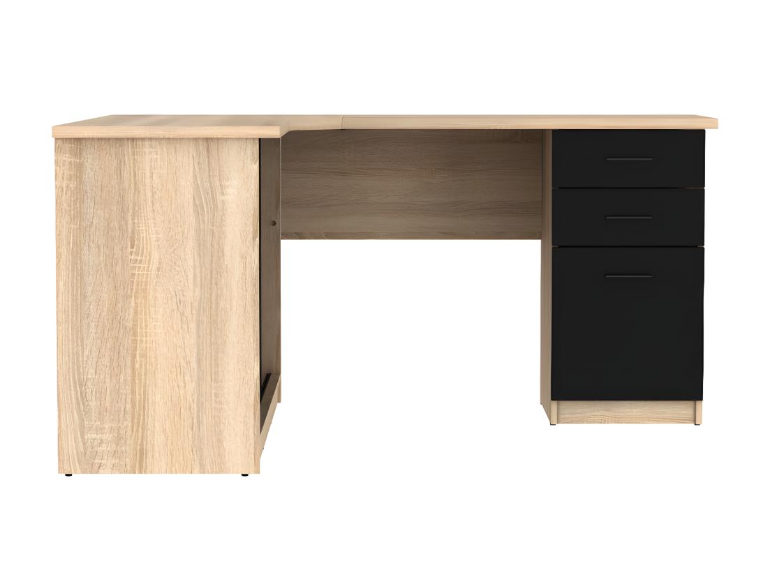 Vente Unique Bureau D'angle NORWY - 2 Portes & 2 Tiroirs - Chêne Et Noir