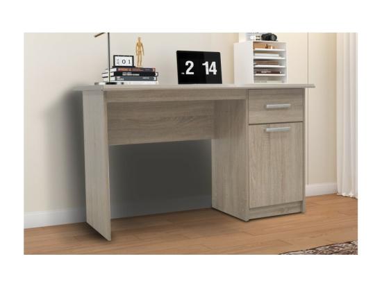 Vente Unique Bureau Droit PRAGUE – 1 Tiroir 1 Porte – Coloris Chêne Sonoma – Design Fonctionnel