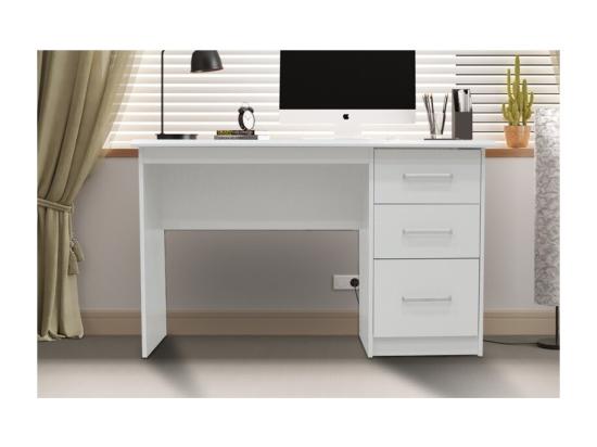 Vente Unique Bureau Droit PRAGUE – 3 Tiroirs – Coloris Blanc – Design Moderne Et Fonctionnel