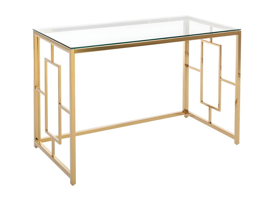 Vente Unique Bureau En Verre Trempé Et Acier - Doré Et Transparent - CLOTILDE De Pascal Morabito