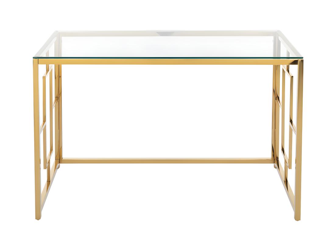 Vente Unique Bureau En Verre Trempé Et Acier - Doré Et Transparent - CLOTILDE De Pascal Morabito