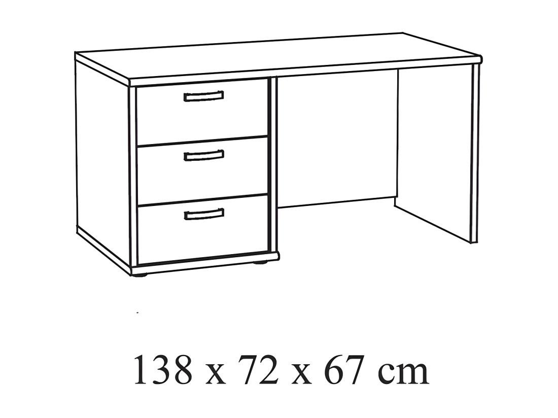 Vente Unique Bureau Enfant Robuste 3 Tiroirs Collection DANY Coloris Chêne Clair