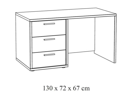 Vente Unique Bureau Enfant Robuste 3 Tiroirs Collection MATHEO Coloris Gris Effet Bois