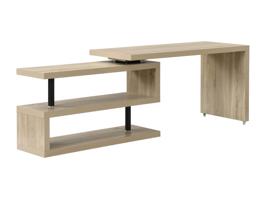 Vente Unique Bureau Extensible Avec Plateau Pivotant 360° - MDF - Coloris : Naturel - NICEPHORE III