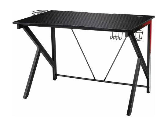 Vente Unique Bureau Gamer Bureau De Jeu Pour Gaming Avec Stockage Vidéo Porte-Gobelet Et Crochet 115 X 73 X 76 5 CM