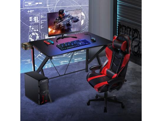 Vente Unique Bureau Gamer Bureau De Jeu Pour Gaming Avec Stockage Vidéo Porte-Gobelet Et Crochet 115 X 73 X 76 5 CM