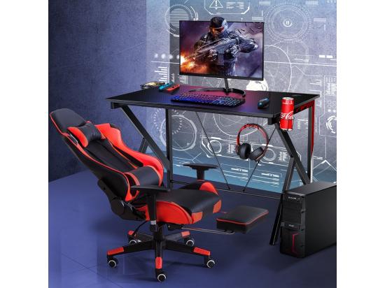 Vente Unique Bureau Gamer Bureau De Jeu Pour Gaming Avec Stockage Vidéo Porte-Gobelet Et Crochet 115 X 73 X 76 5 CM