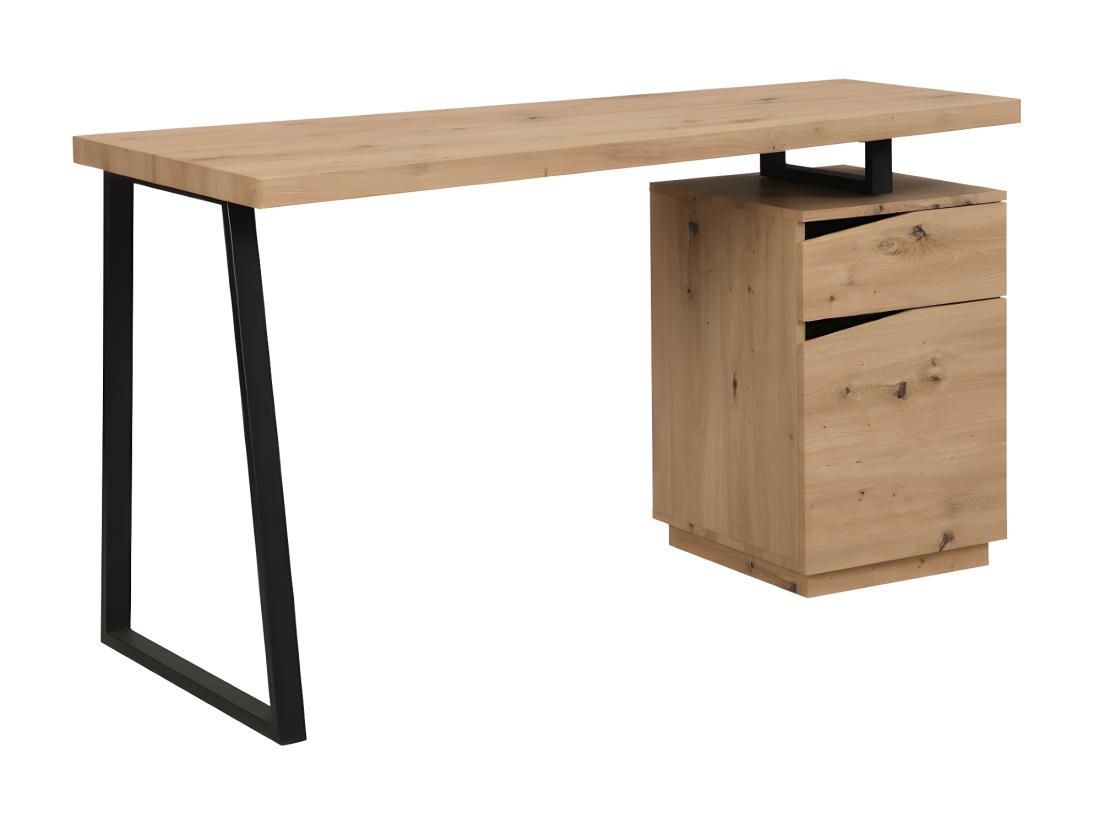 Vente Unique Bureau GOTAMA - 1 Tiroir Et 1 Porte - MDF Et Acier - Chêne Et Noir