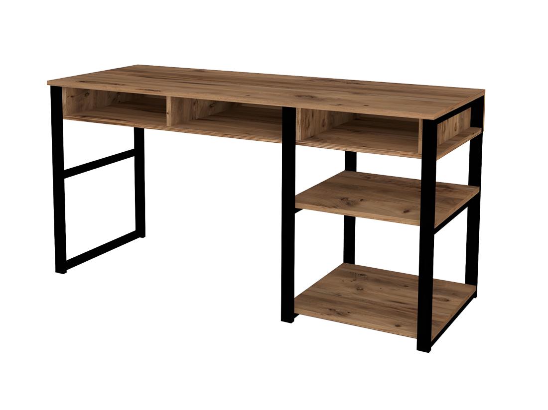 Vente Unique Bureau Industriel Avec Rangements - Naturel Et Noir - RALEIGH