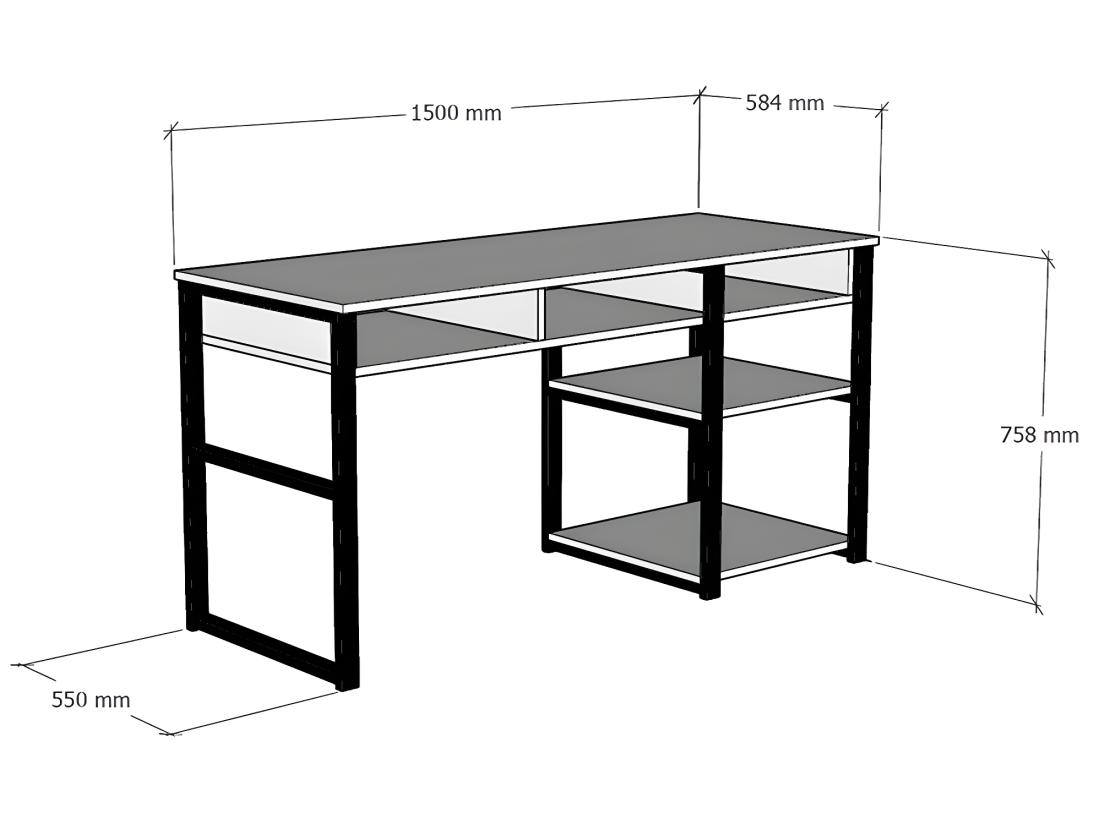 Vente Unique Bureau Industriel Avec Rangements - Naturel Et Noir - RALEIGH