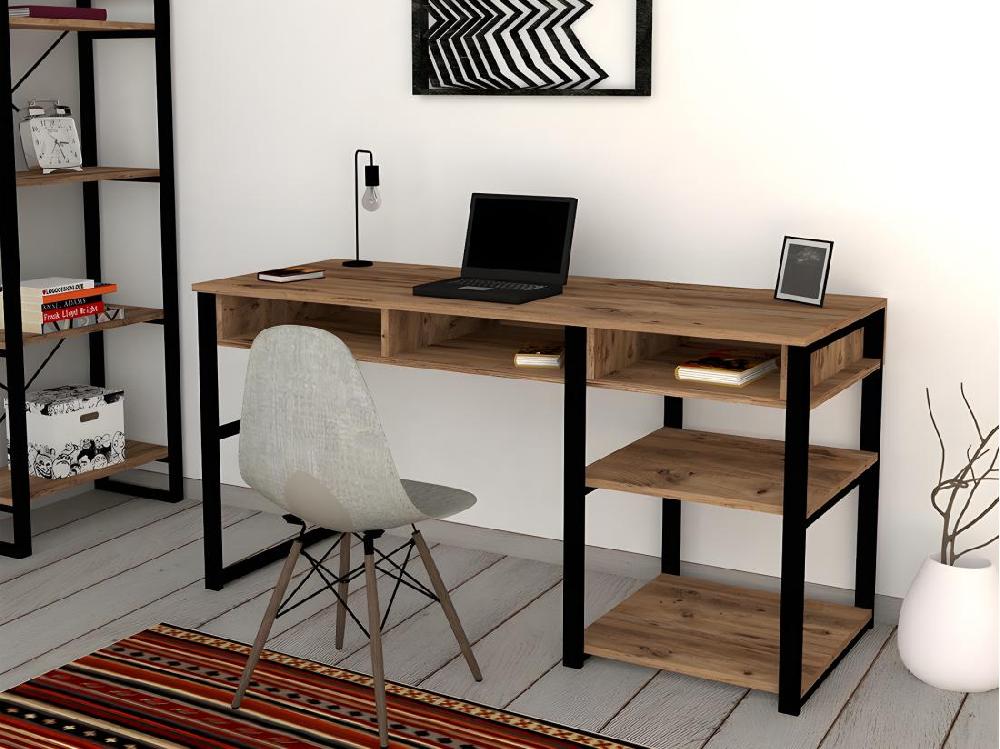 vente unique Bureau industriel avec rangements - Naturel et noir - RALEIGH