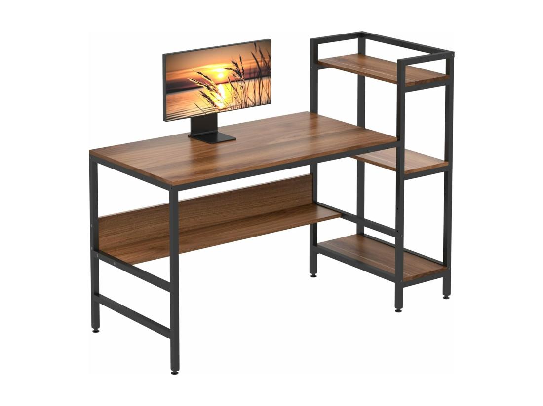 Vente Unique Bureau Informatique Avec Etagères De Rangement Bureau D'Ordinateur En Bois Pour Chambre Salon 136x60x111cm - Bois Foncé