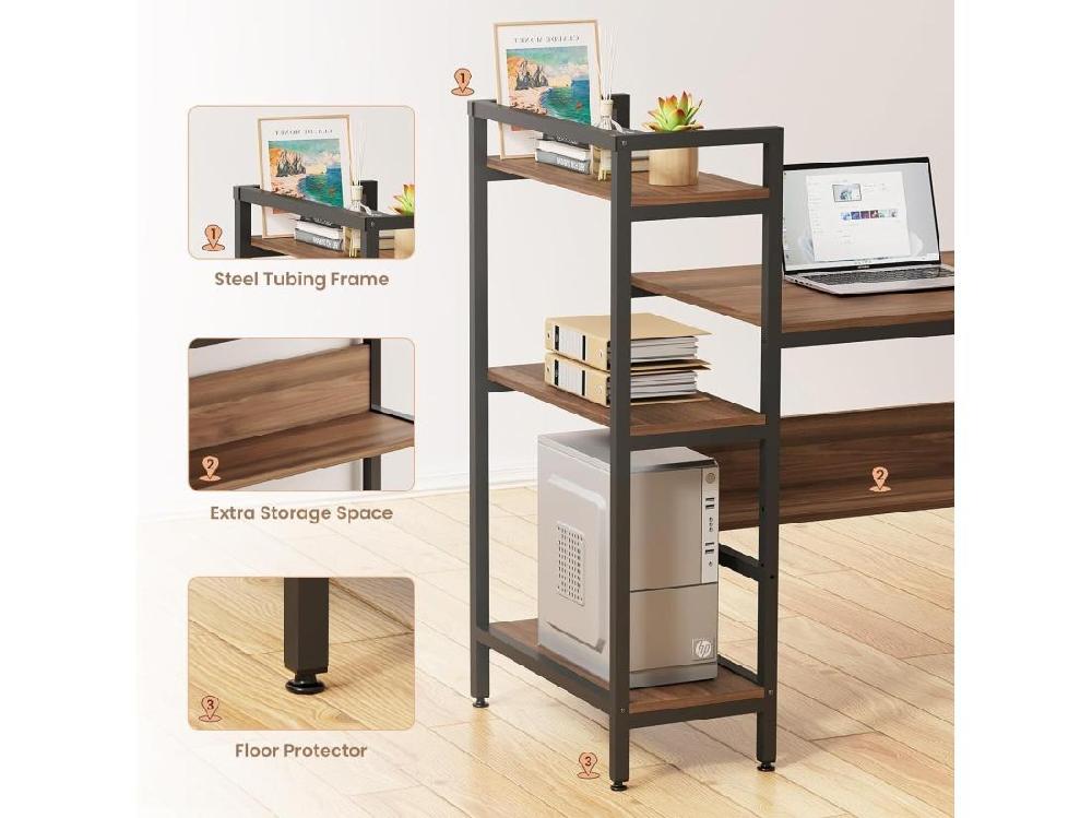 Vente Unique Bureau Informatique Avec Etagères De Rangement Bureau D'Ordinateur En Bois Pour Chambre Salon 136x60x111cm - Bois Foncé