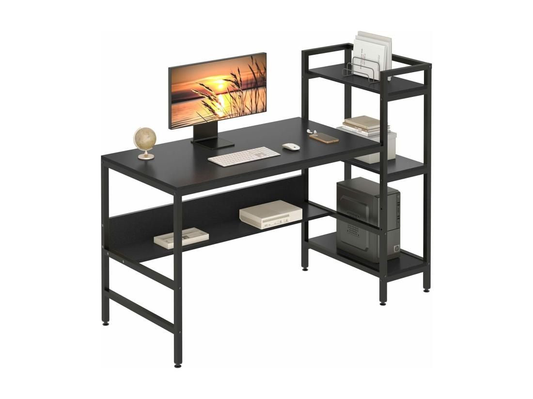 Vente Unique Bureau Informatique Avec Etagères De Rangement Bureau D'Ordinateur En Bois Pour Chambre Salon 136x60x111cm - Noir
