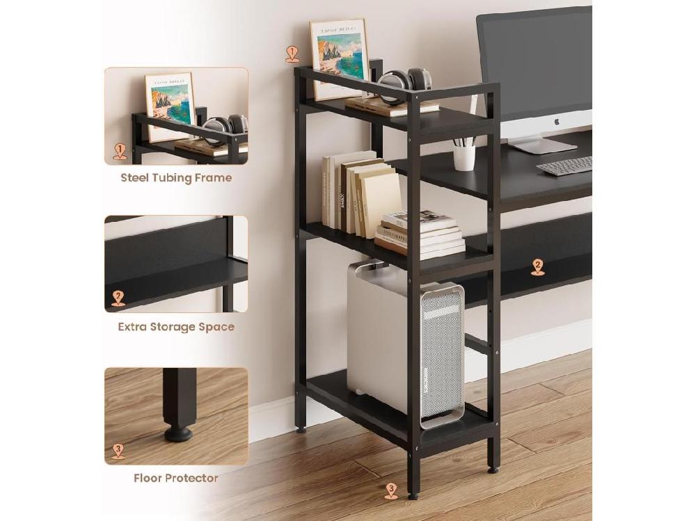 Vente Unique Bureau Informatique Avec Etagères De Rangement Bureau D'Ordinateur En Bois Pour Chambre Salon 136x60x111cm - Noir