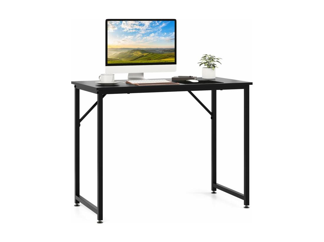 Vente Unique Bureau Informatique Droit - Structure En Métal -100 X 50 X 75 Cm - Noir