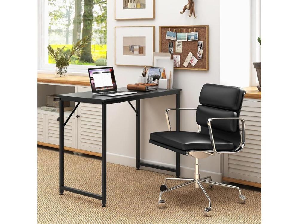 Vente Unique Bureau Informatique Droit - Structure En Métal -100 X 50 X 75 Cm - Noir