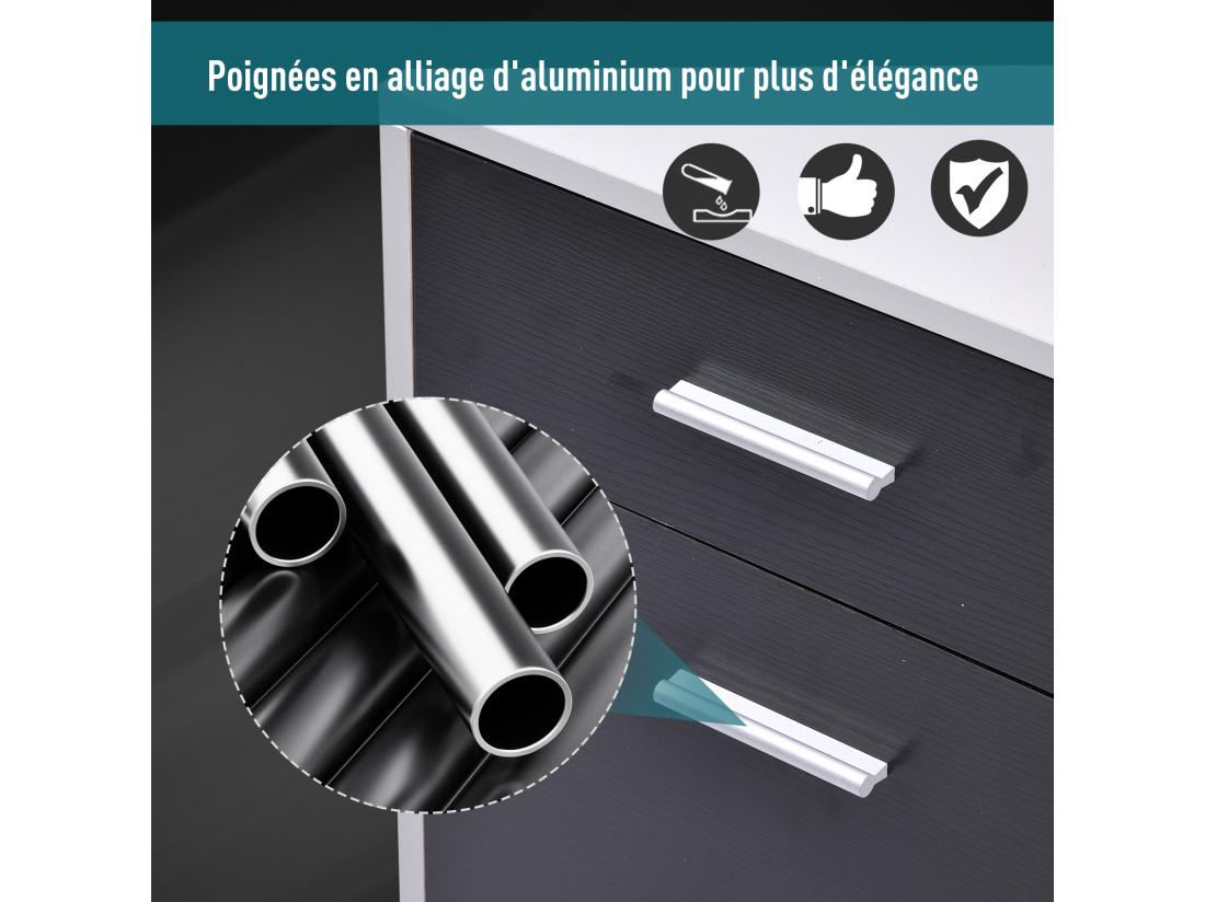 Vente Unique Bureau Informatique Multimédia Design Multi-rangements 137 L X 55 L X 92 H Cm Noir Et Blanc