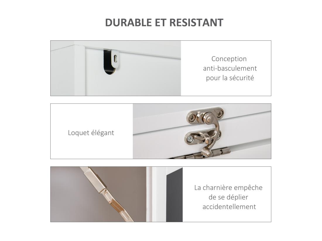 Vente Unique Bureau Mural Pliable Table Murale Rabattable Suspendue Sur Pied Avec Bibliothèque Tableau à Craie Intégré Panneaux Particules Blanc
