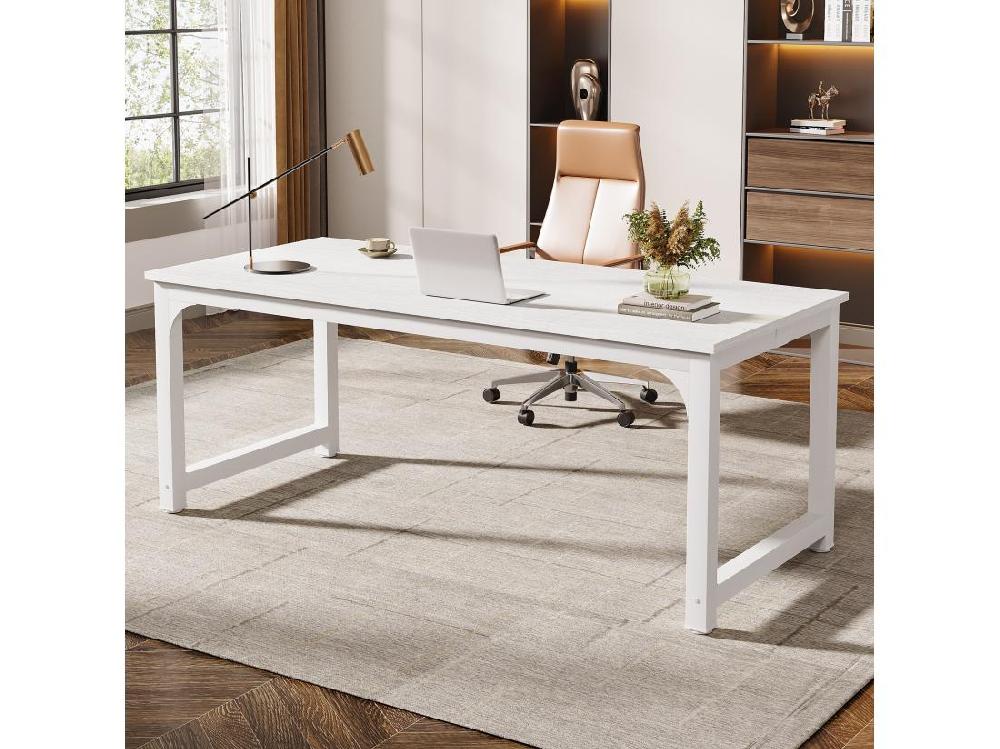 Vente Unique Bureau Pour Ordinateur Portable Table Bureau D’étude Pour Le Télétravail Poste De Travail Pour Bureau Chambre Facile à Monter (Blanc 180 X 80 X 75 Cm)