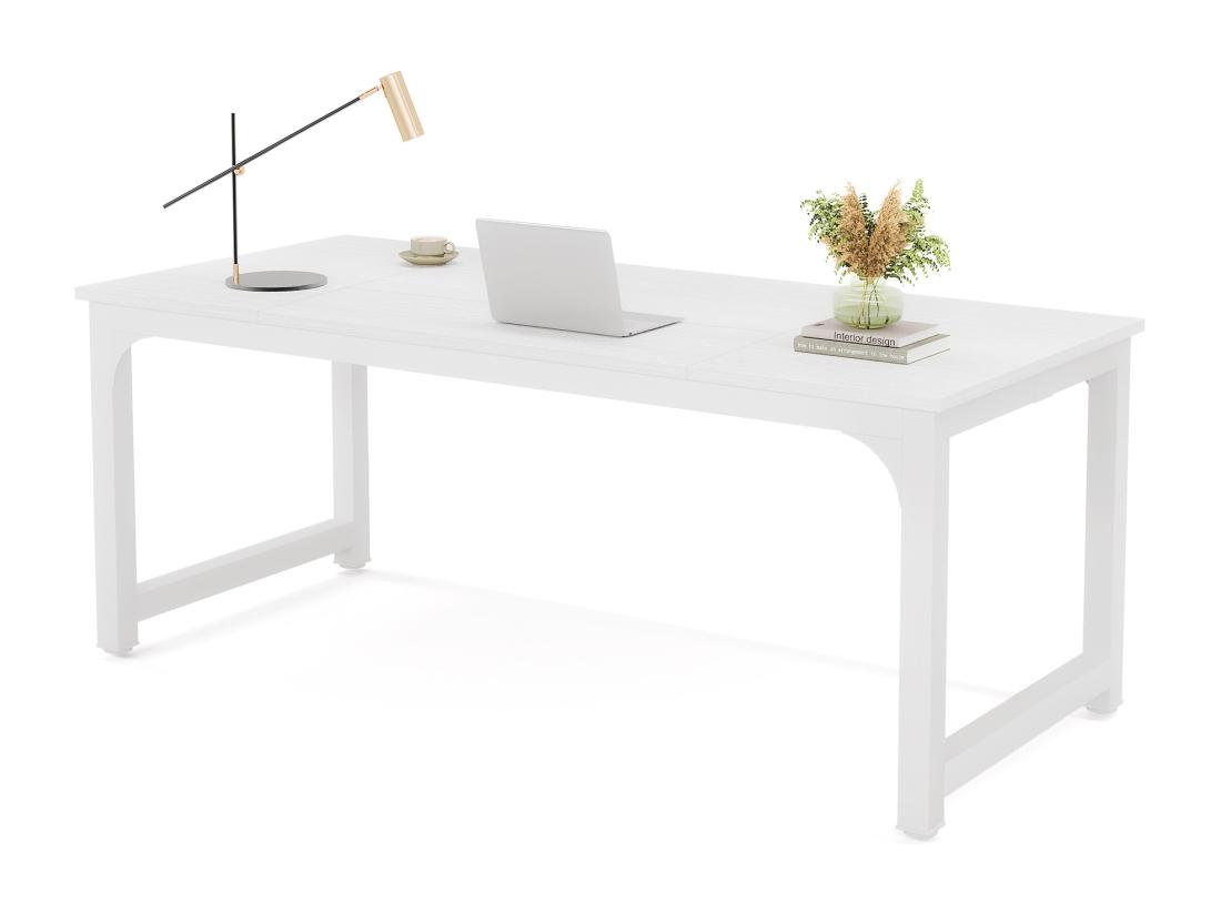 vente unique Bureau pour Ordinateur Portable Table Bureau d’étude pour Le télétravail Poste de Travail pour Bureau Chambre Facile à Monter (Blanc 180 x 80 x 75 cm)