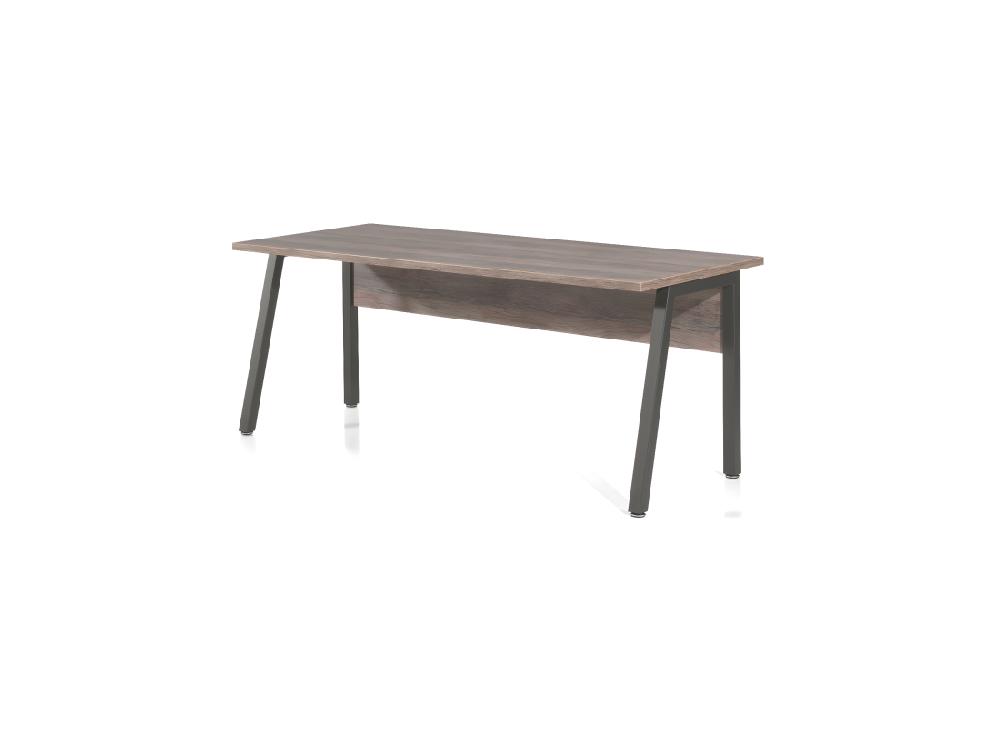 vente unique Bureau professionnel droit 180cm coloris chêne vieilli et noir collection SOON