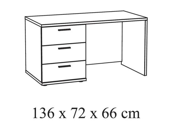 Vente Unique Bureau Robuste Pour Enfant Avec 3 Tiroirs Collection OLGA Coloris Blanc Effet Bois