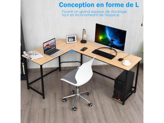 Vente Unique Bureau/Table Informatique Bureau/Table D’Ordinateurd’Angle En Bois Et Métal Pour Maison Bureau 168 X 125 X 74CM Bois