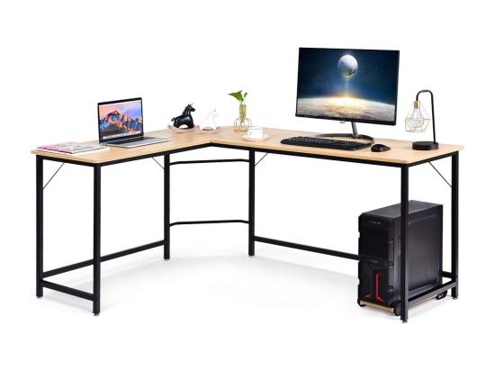 Vente Unique Bureau/Table Informatique Bureau/Table D’Ordinateurd’Angle En Bois Et Métal Pour Maison Bureau 168 X 125 X 74CM Bois