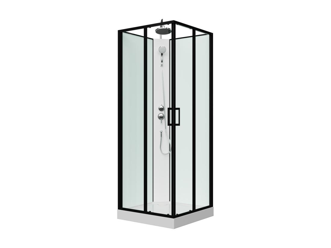 Vente Unique Cabine De Douche Carrée - Noir Et Blanc - L80 X L80 X H220 Cm - SAMABI
