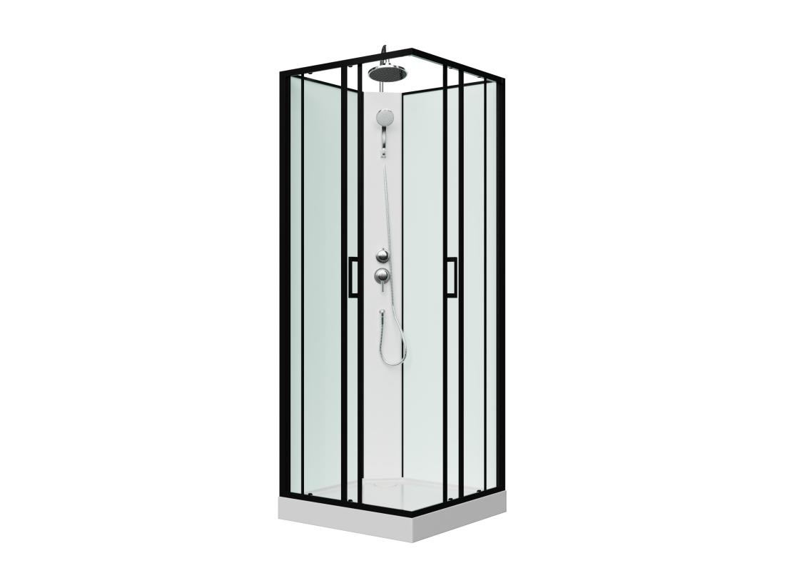 Vente Unique Cabine De Douche Carrée - Noir Et Blanc - L80 X L80 X H220 Cm - SAMABI