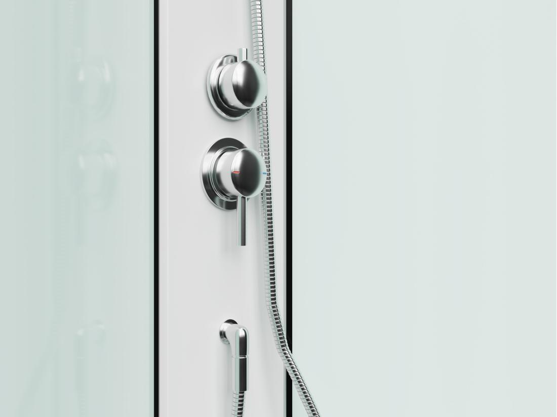 Vente Unique Cabine De Douche Carrée - Noir Et Blanc - L80 X L80 X H220 Cm - SAMABI