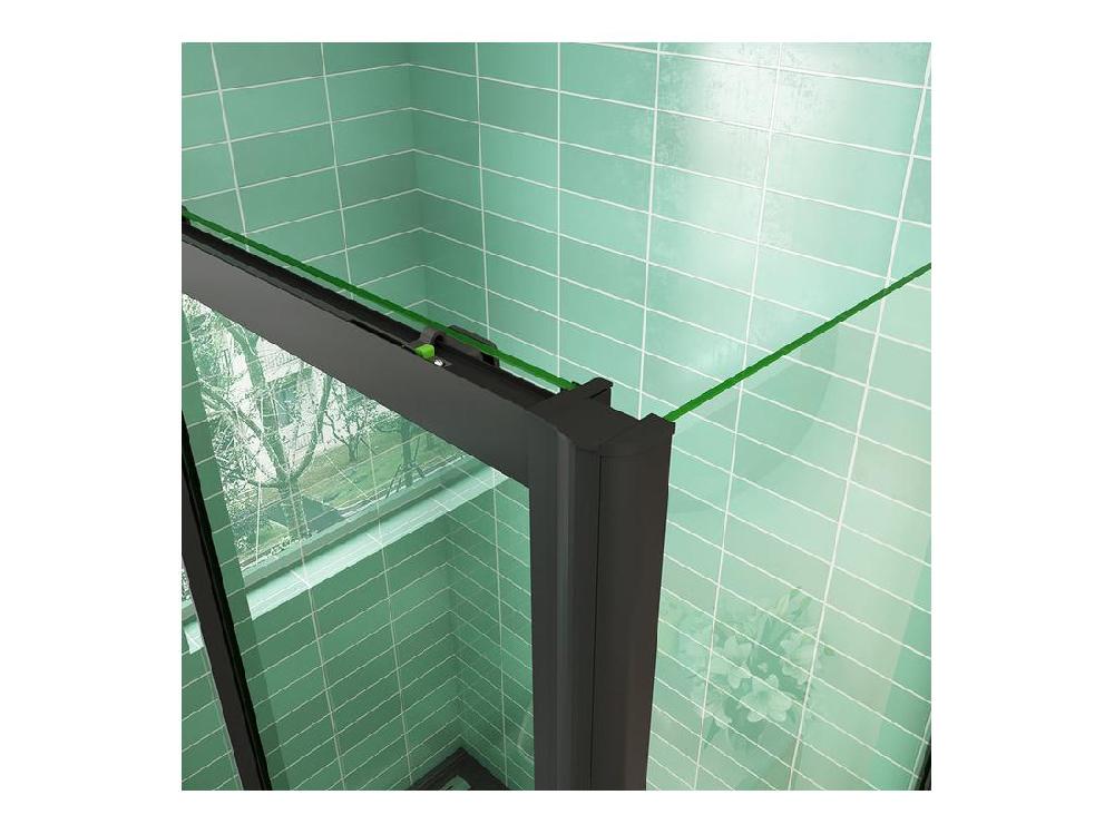 Vente Unique Cabine De Douche Coulissante 120x80x195cm Porte De Douche Avec L'amortisseur 120cm Cabine De Douche Noire En 8mm Verre Anticalcaire