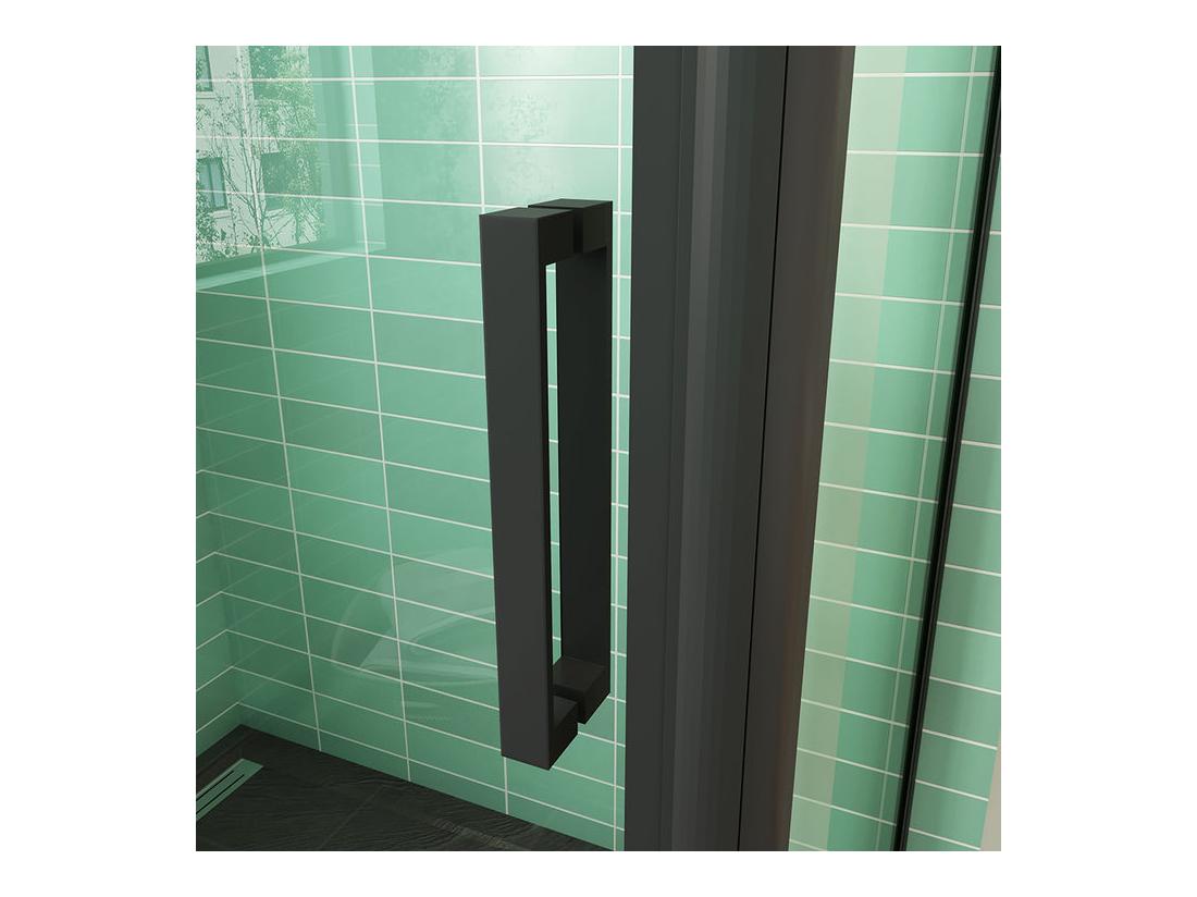 Vente Unique Cabine De Douche Coulissante 120x80x195cm Porte De Douche Avec L'amortisseur 120cm Cabine De Douche Noire En 8mm Verre Anticalcaire