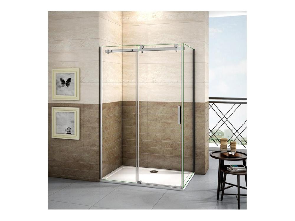 vente unique Cabine de douche coulissante 120x80x195cm porte de douche 120cm + paroi latérale Hauteur 195cm verre 8mm anticalcaire