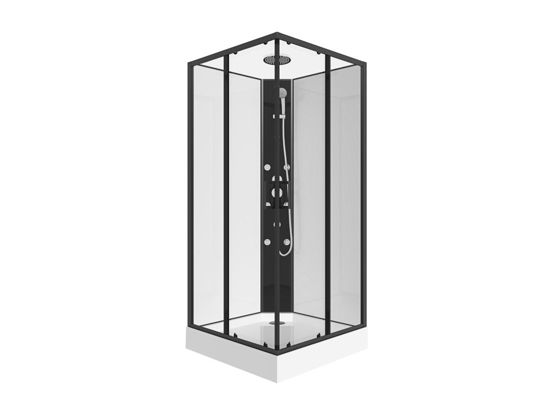 Vente Unique Cabine De Douche D'angle Hydromassante - L80 X L80 X H225 Cm - KIVORA