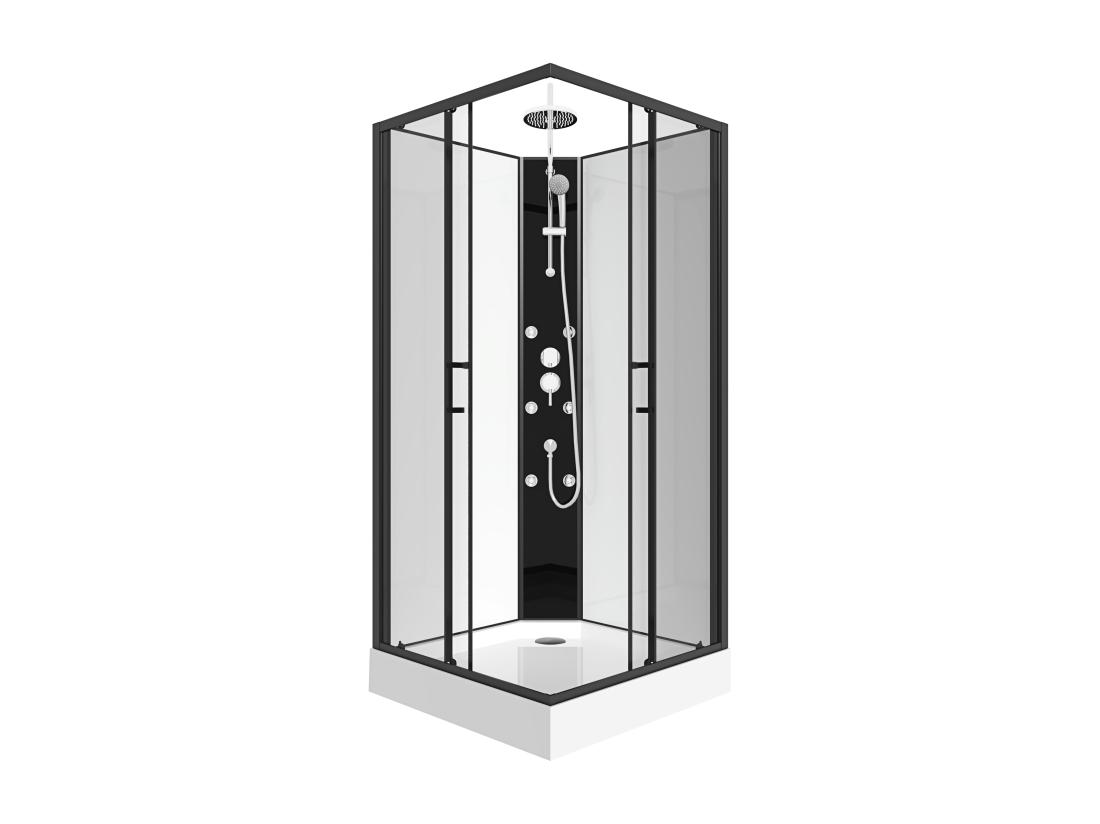 Vente Unique Cabine De Douche D'angle Hydromassante - L80 X L80 X H225 Cm - KIVORA
