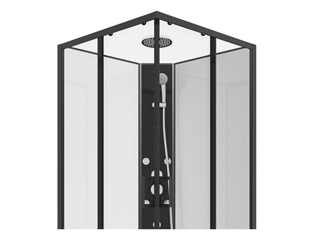 Vente Unique Cabine De Douche D'angle Hydromassante - L80 X L80 X H225 Cm - KIVORA