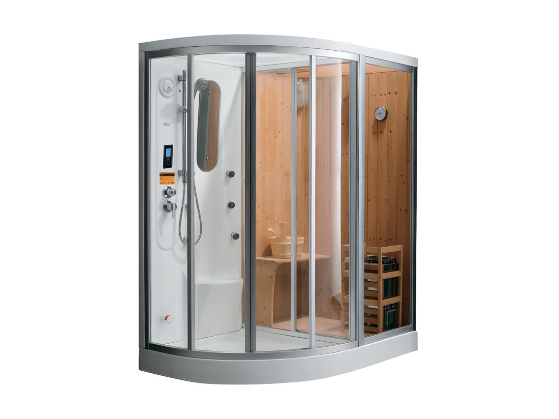 vente unique Cabine de douche intégrale d'angle HAUMEA fonction Hammam et Sauna - l157xP110xH215cm- Angle droit